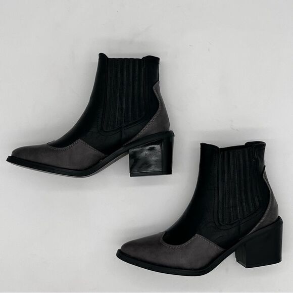 SEVEN7 | Tuxedo Tex Ankle Booties | Black Vegan Leather | Sizes 6 & 9 - Picture 4 of 15